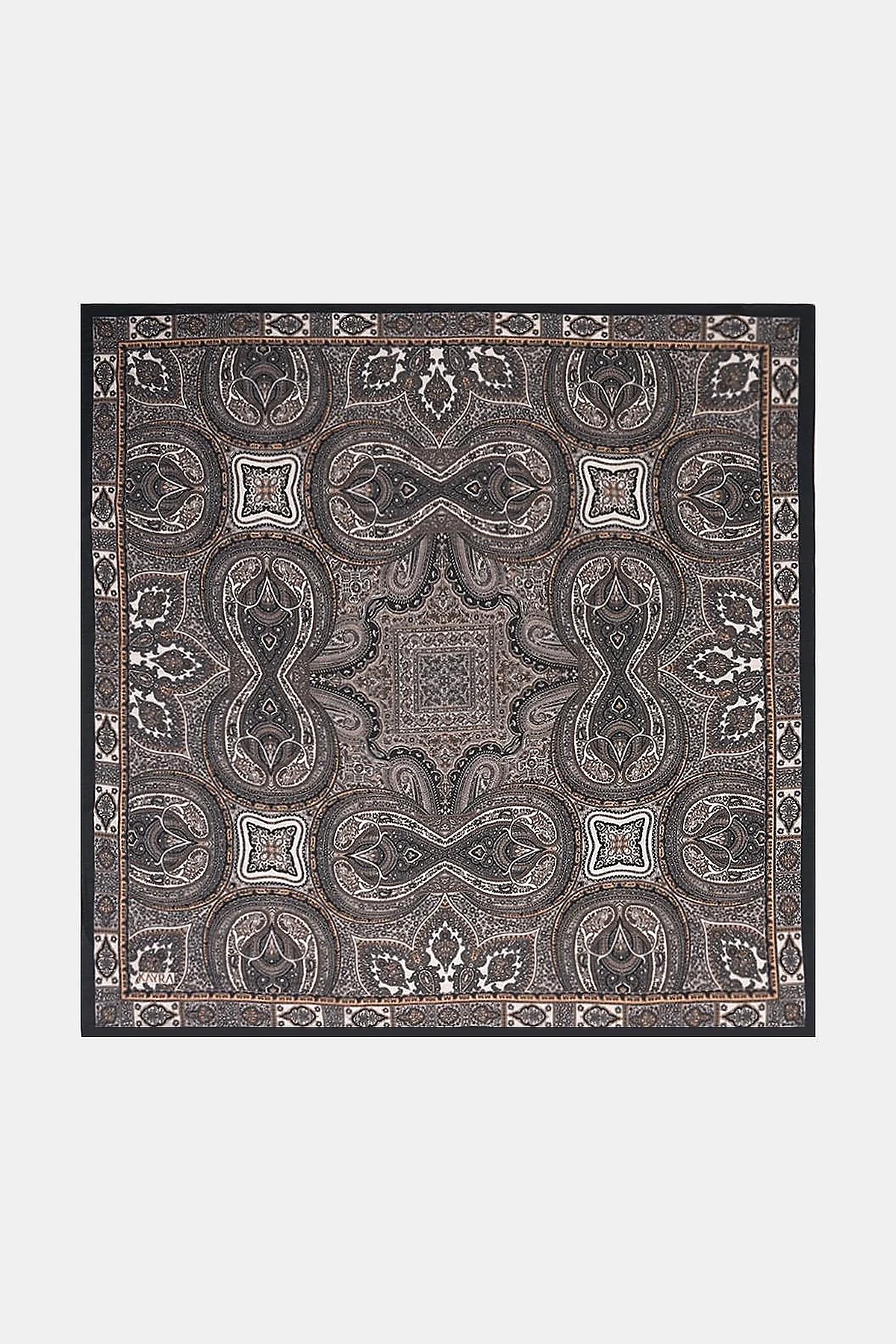 100% Lyocell Ethnic Patterned Scarf Black