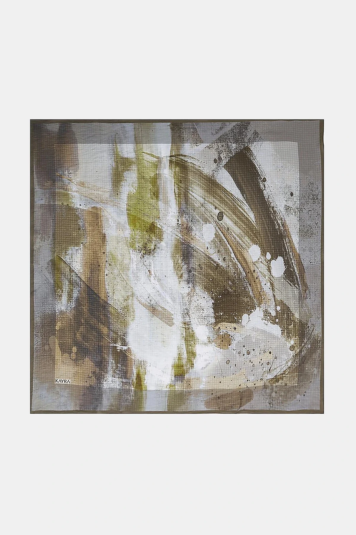 100% Lyocell Brush Patterned Scarf Khaki