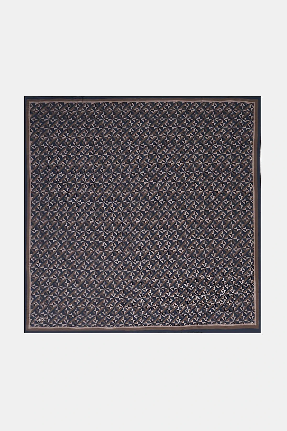100% Lyocell Monogram Patterned Scarf Navy-Gray