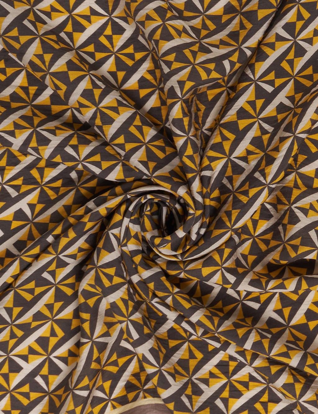 100% Lyocell Monogram Patterned Scarf Brown