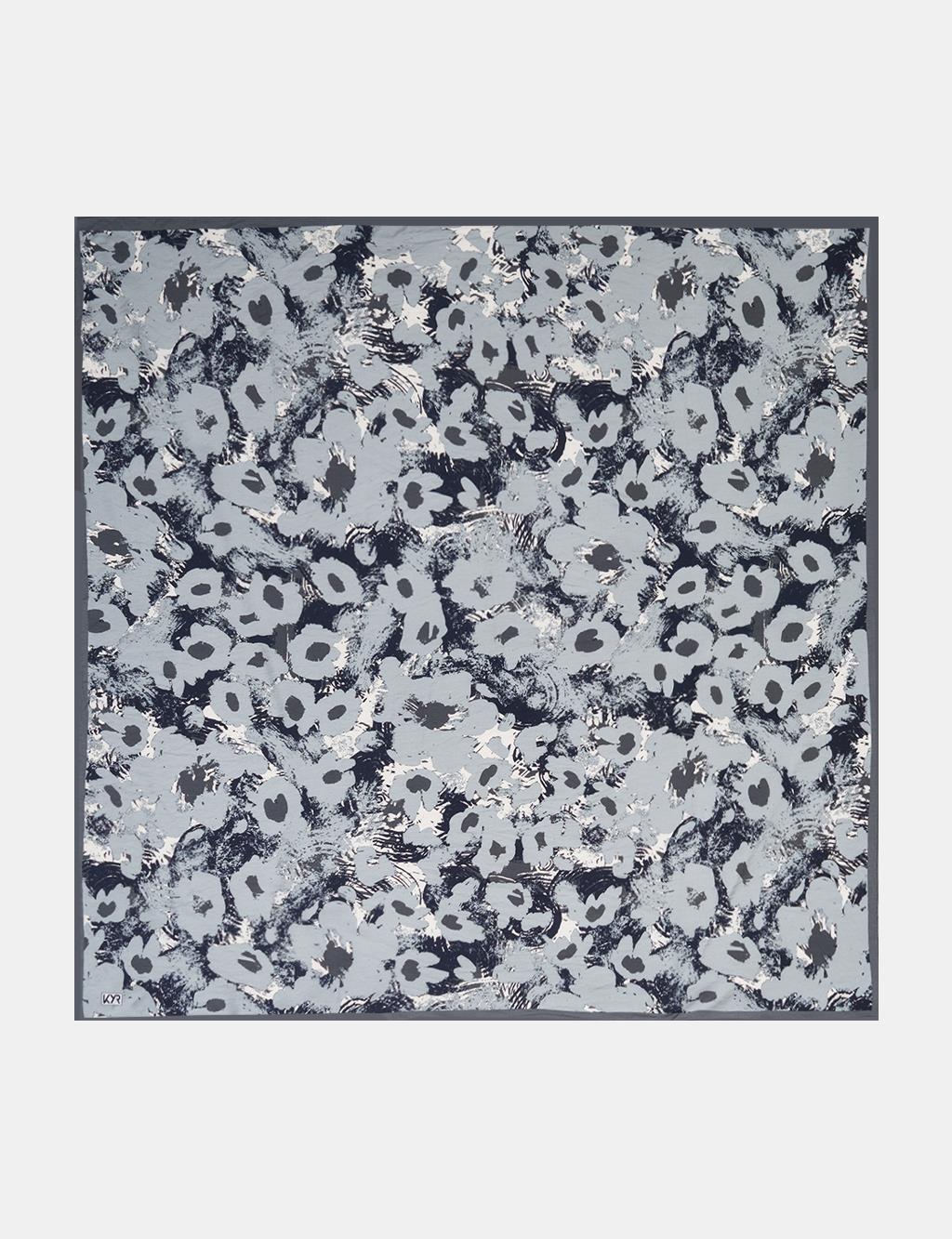 Mini Floral Pattern Viscose Scarf Anthracite