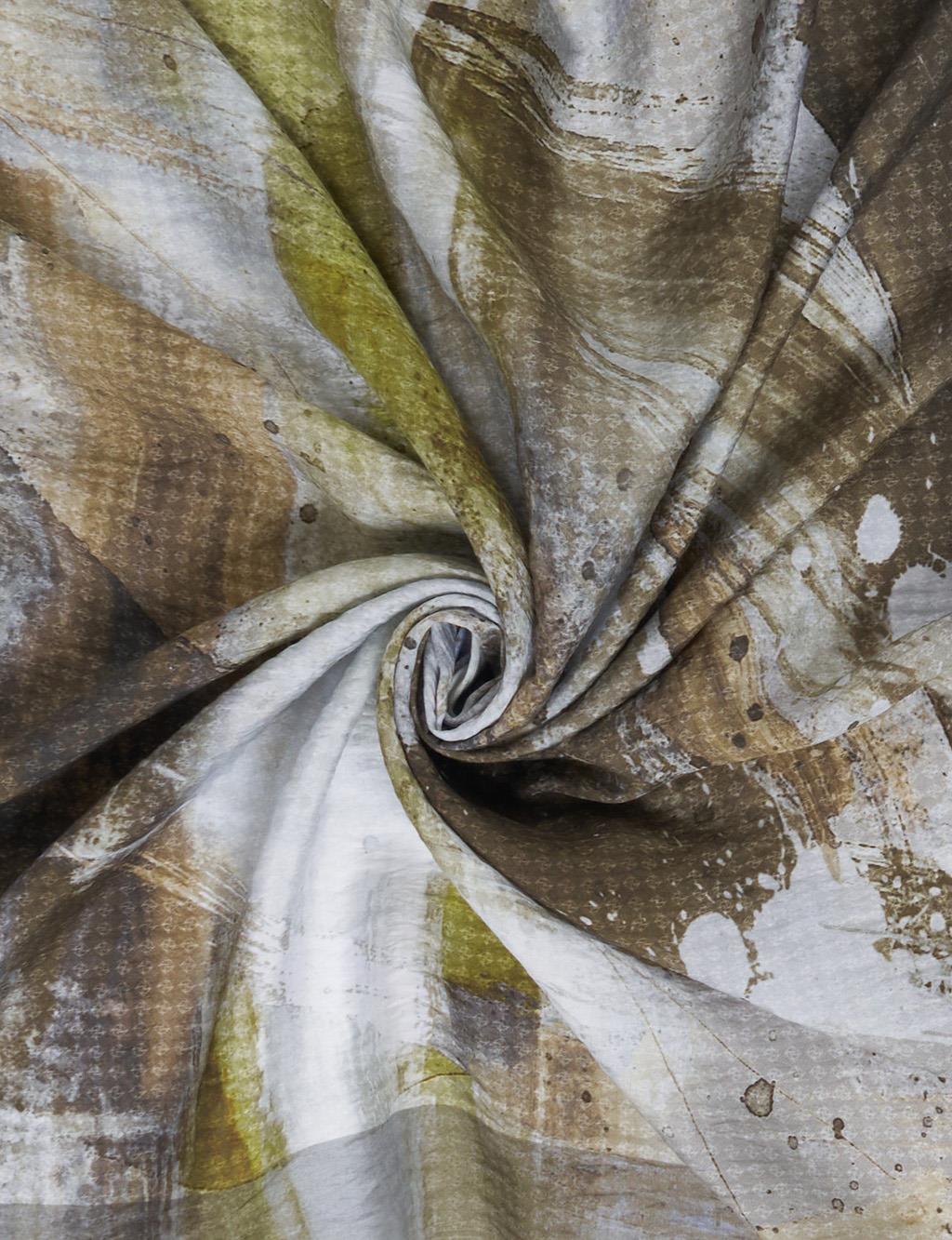 100% Lyocell Brush Patterned Scarf Khaki