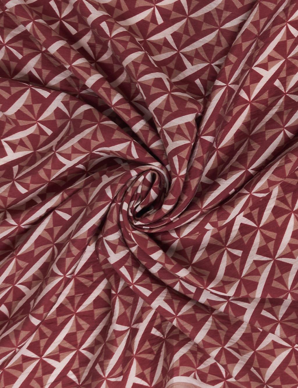 100% Lyocell Monogram Patterned Scarf Burgundy