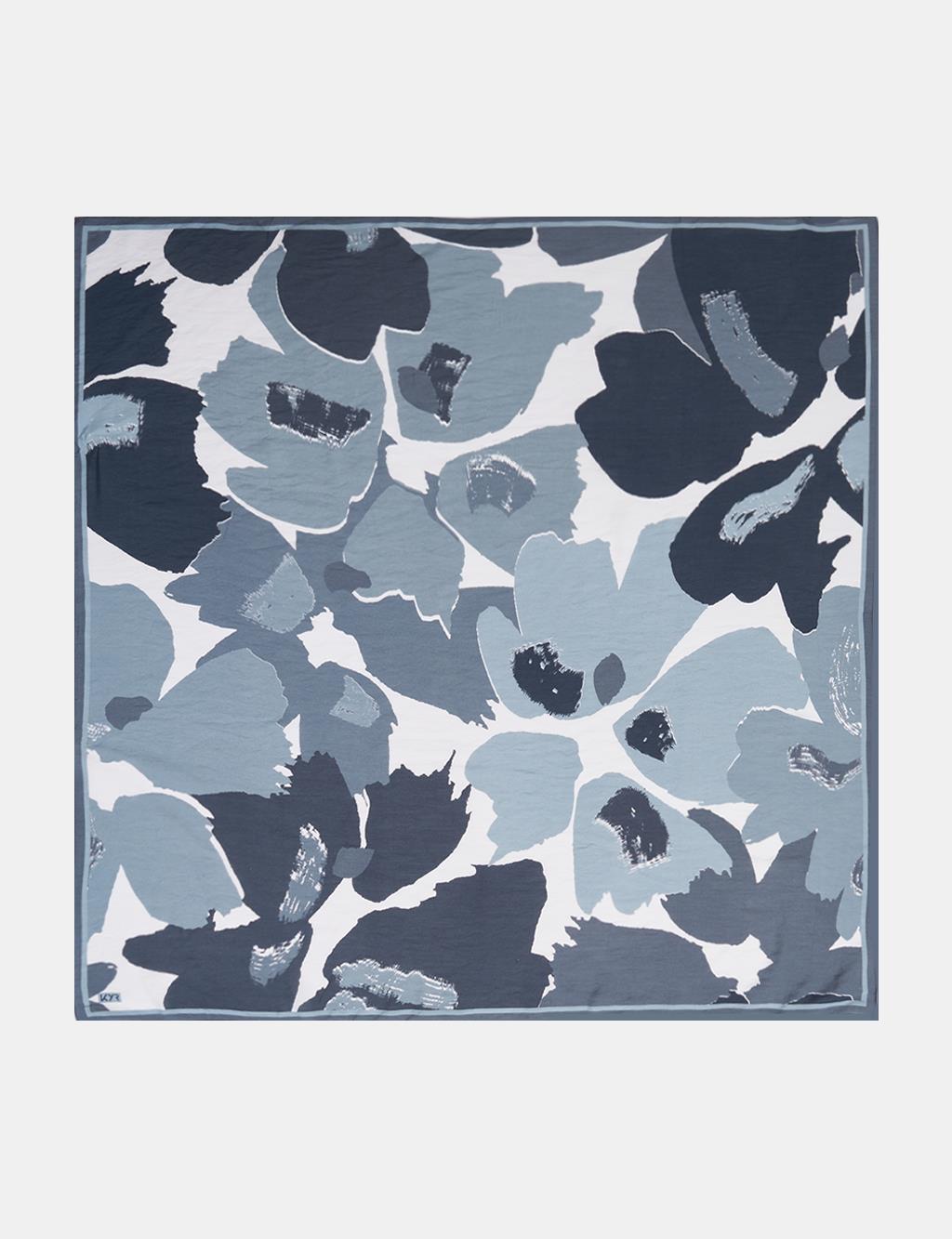 Leaf Pattern Viscose Scarf Grey