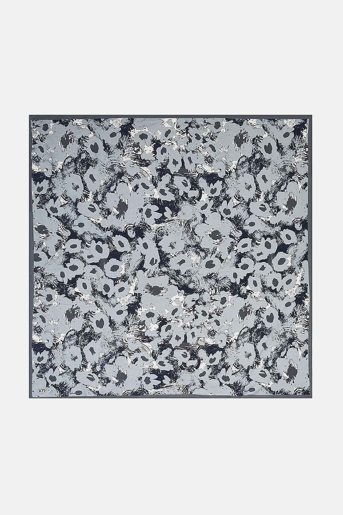 Mini Floral Pattern Viscose Scarf Anthracite