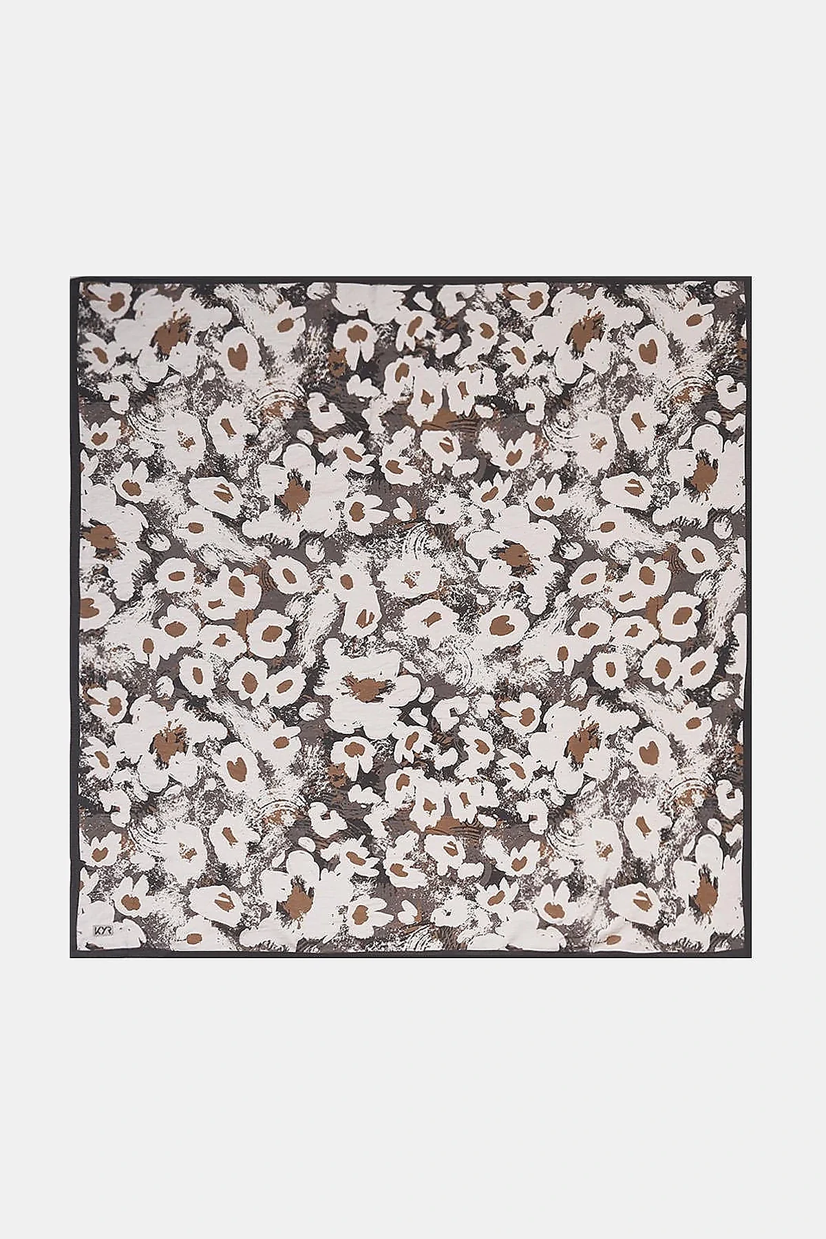 Mini Floral Pattern Viscose Scarf Cocoa Powder