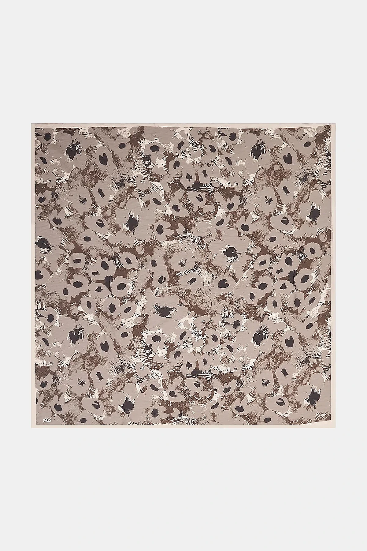 Mini Floral Pattern Viscose Scarf Biscuit