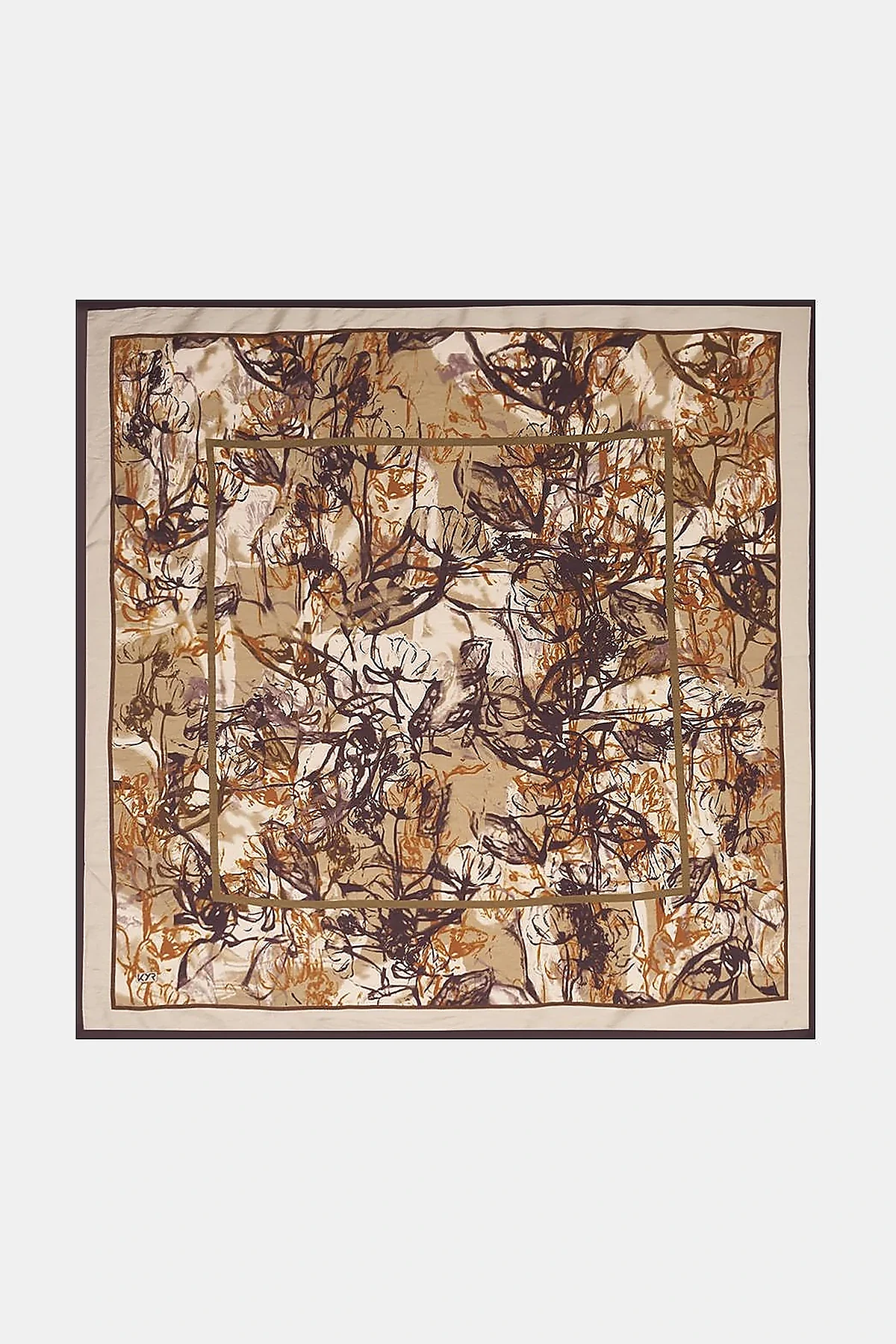 Mixed Pattern Viscose Scarf Olive