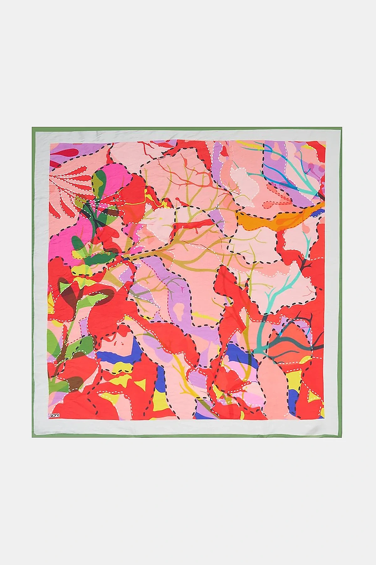 Abstract Branch Print Viscose Scarf Pink