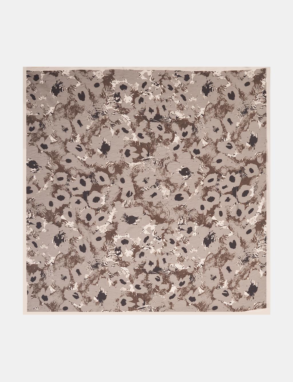 Mini Floral Pattern Viscose Scarf Biscuit