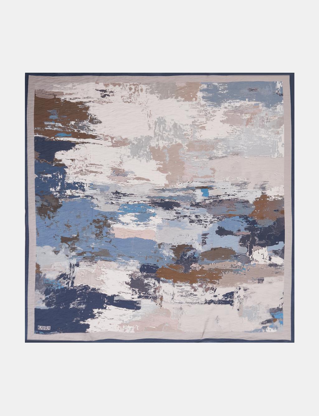 Abstract Patterned Scarf Navy