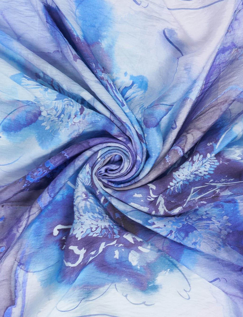 100% Lyocell Floral Patterned Scarf Lilac