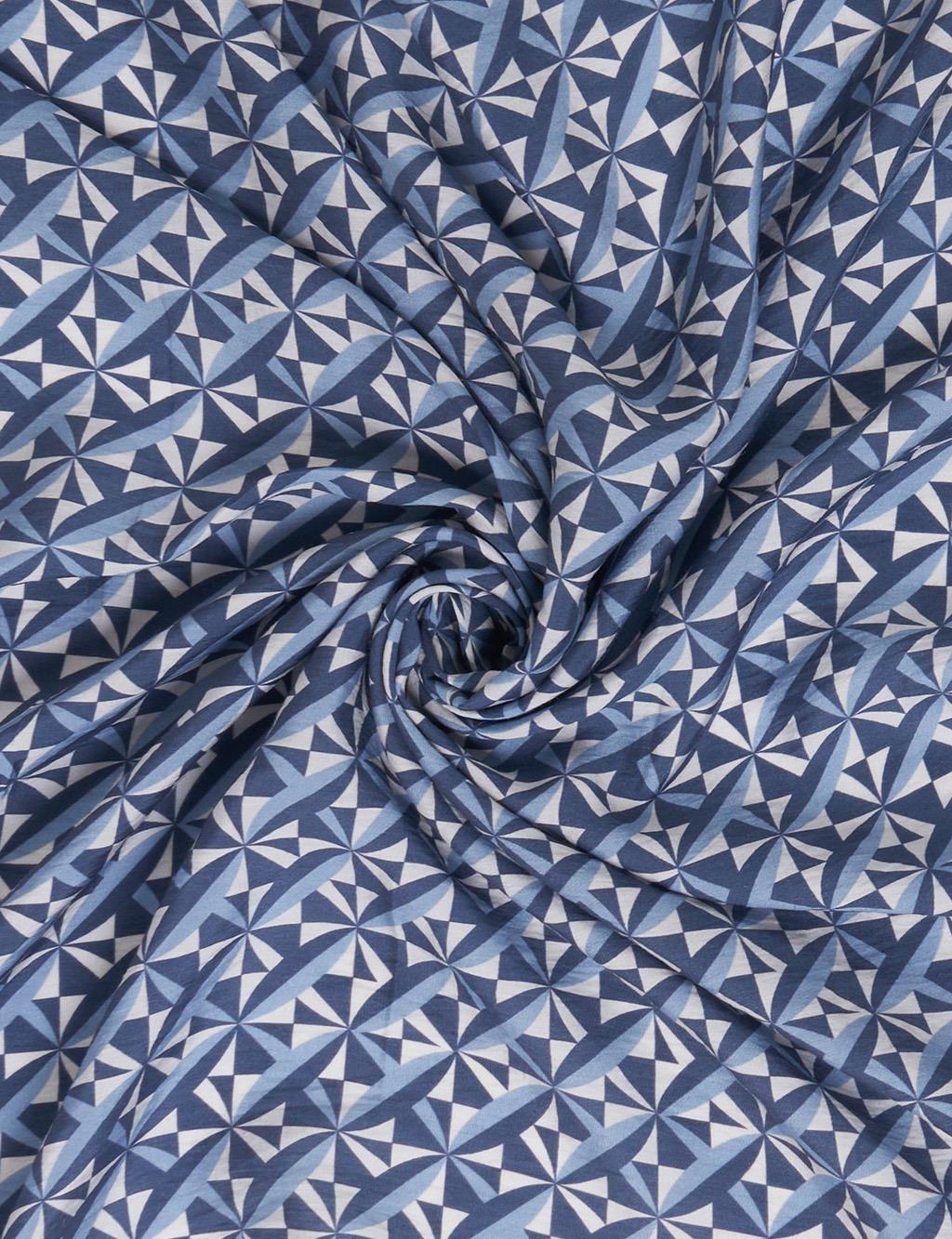 100% Lyocell Monogram Patterned Scarf Indigo