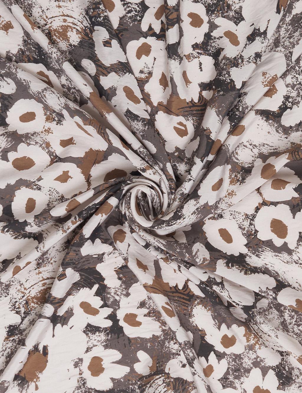 Mini Floral Pattern Viscose Scarf Cocoa Powder