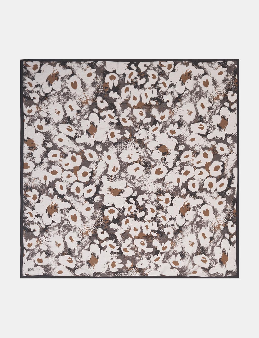 Mini Floral Pattern Viscose Scarf Cocoa Powder