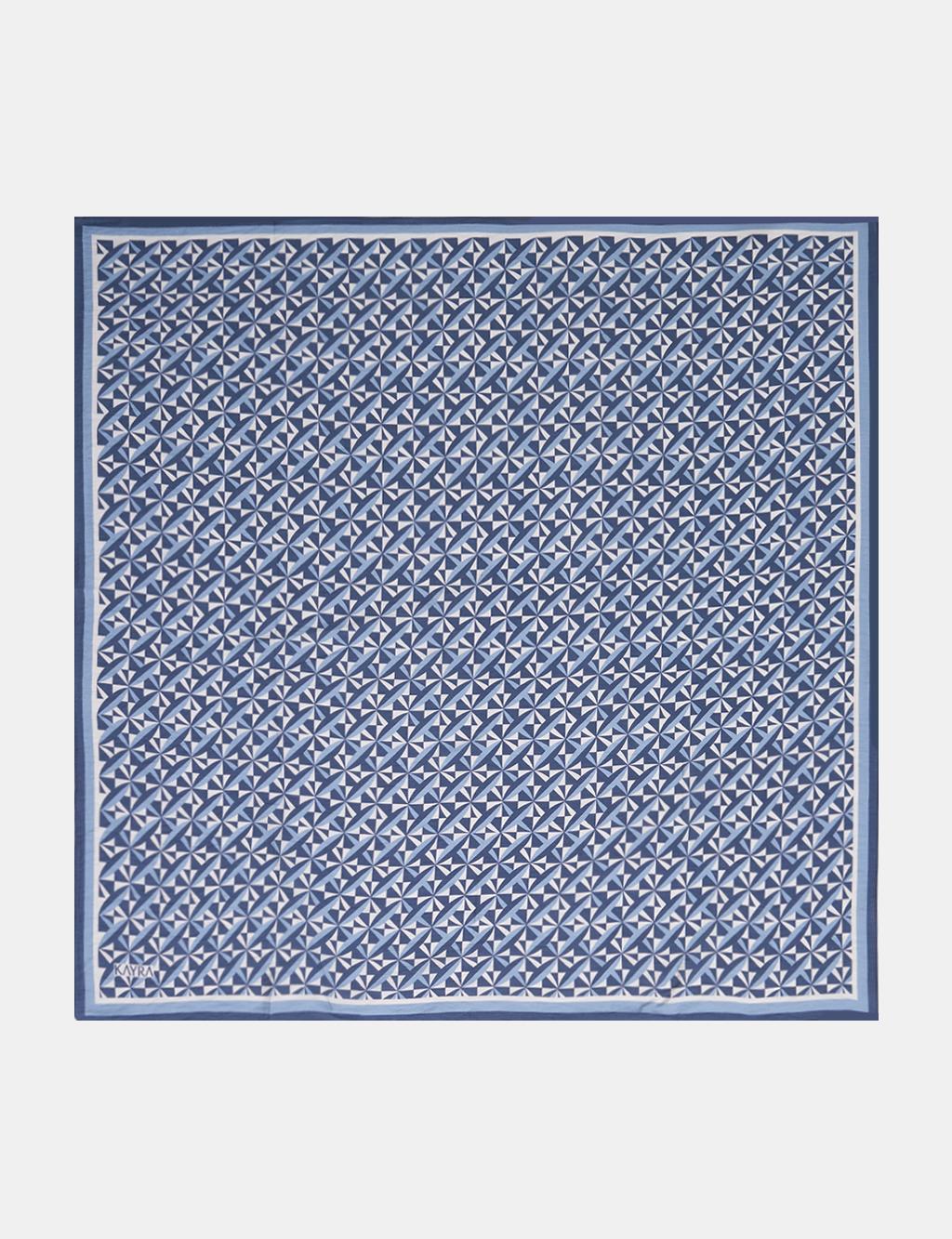 100% Lyocell Monogram Patterned Scarf Indigo