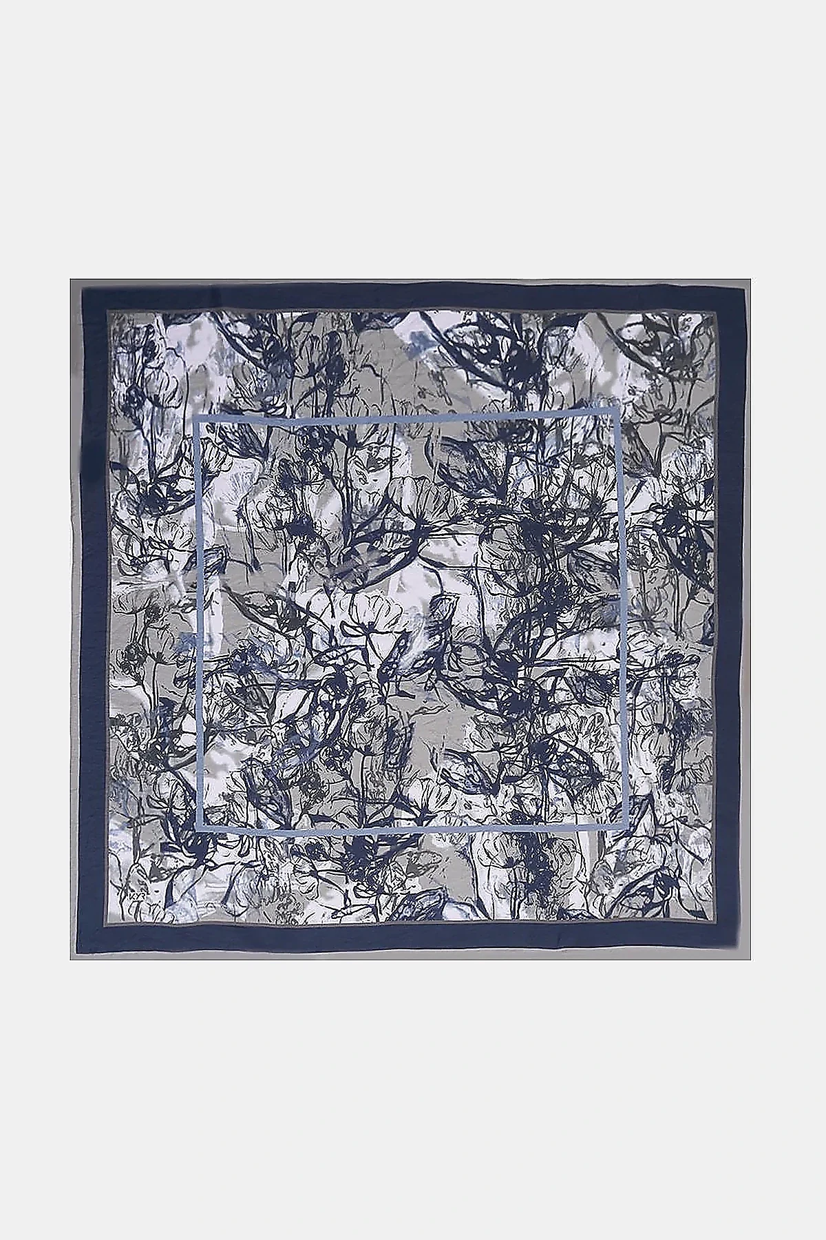 Mixed Pattern Viscose Scarf Navy