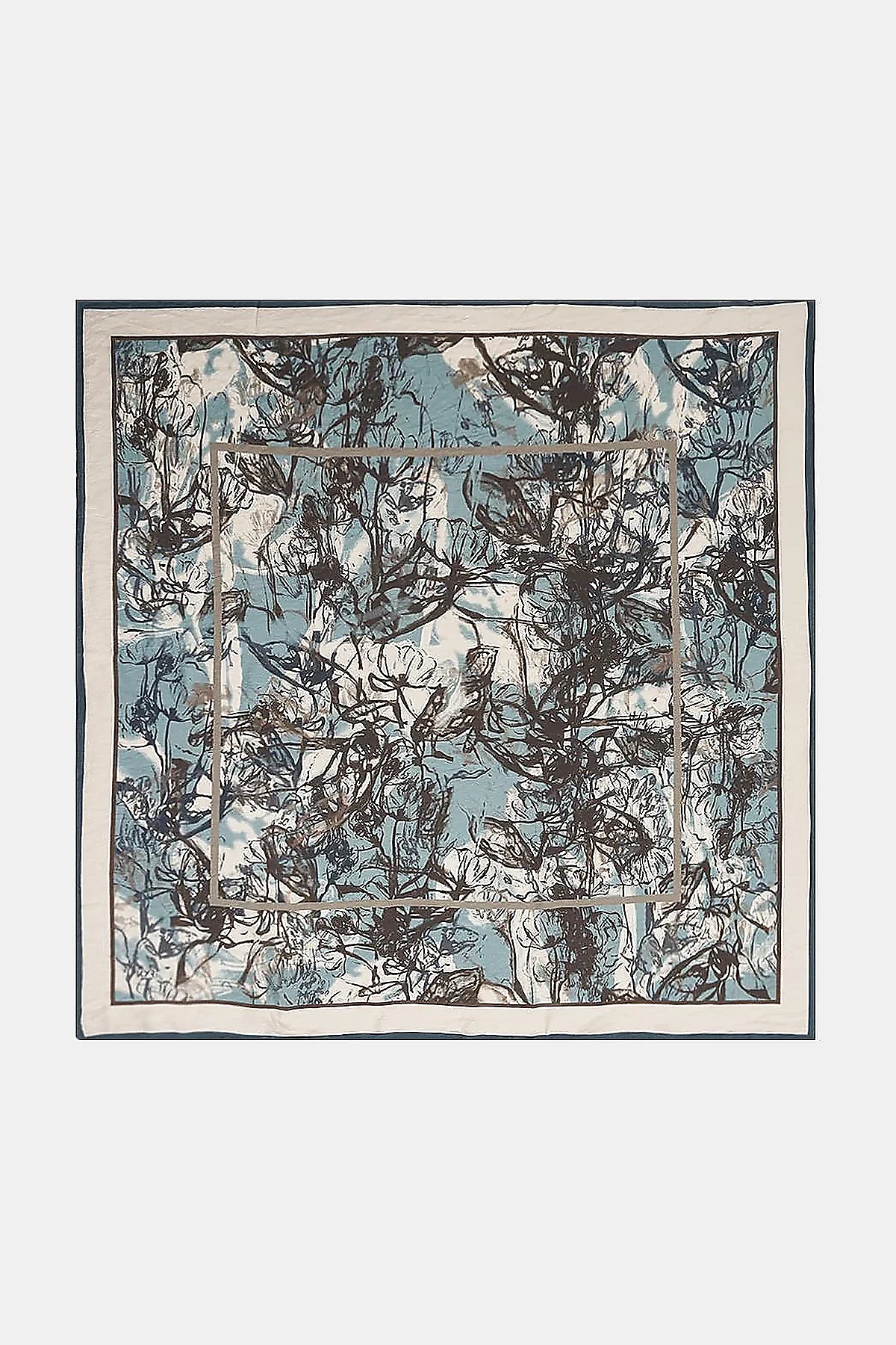 Mixed Pattern Viscose Scarf Blue