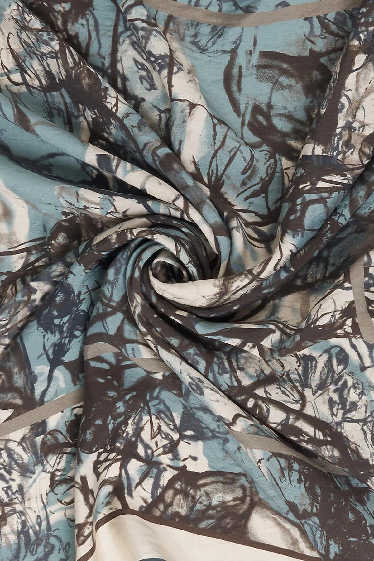 Mixed Pattern Viscose Scarf Blue