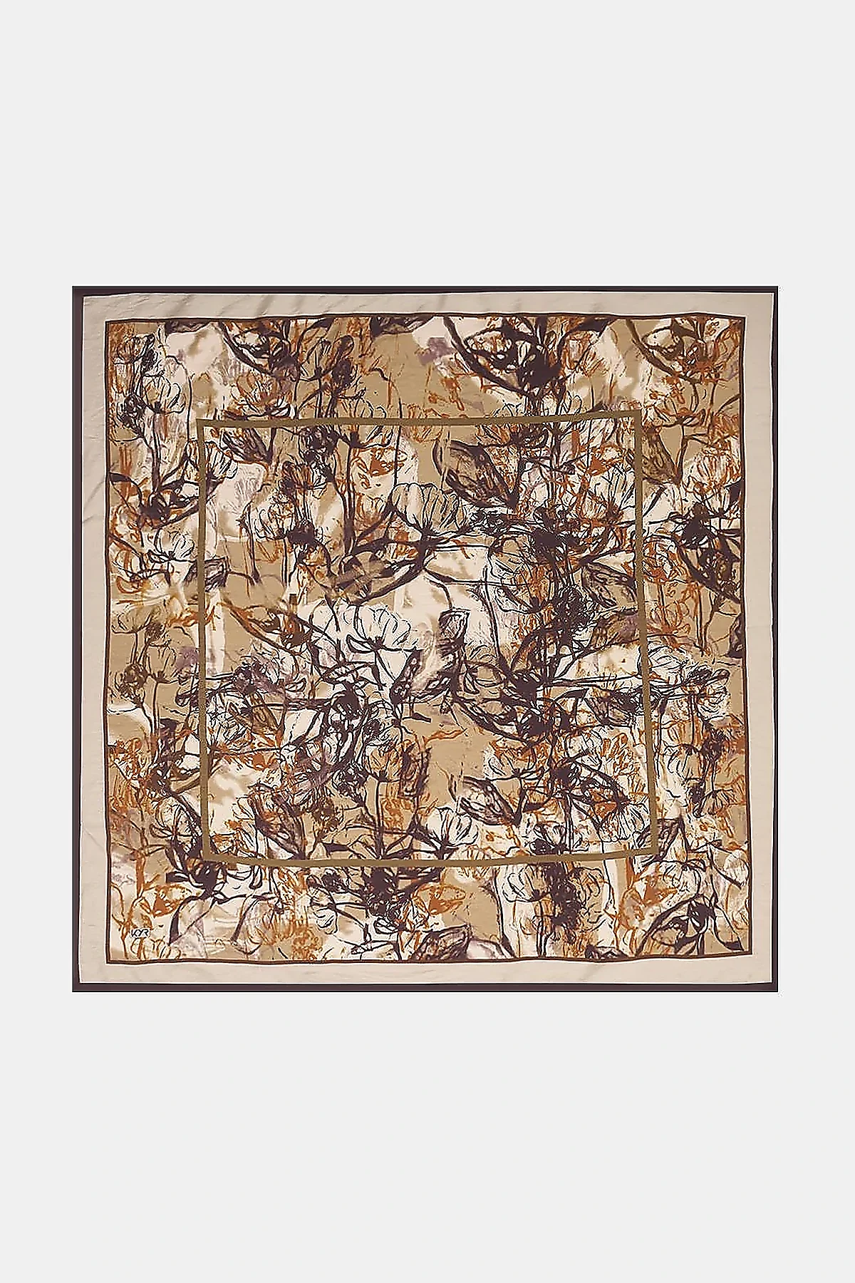 Mixed Pattern Viscose Scarf Olive