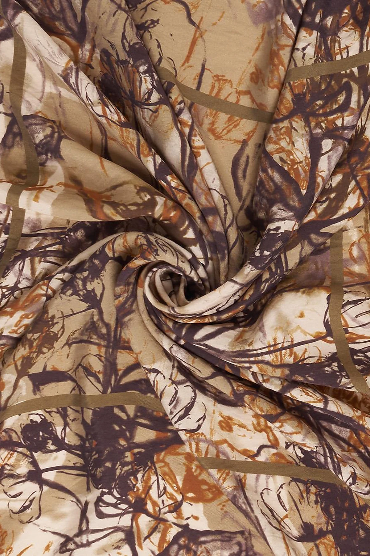 Mixed Pattern Viscose Scarf Olive