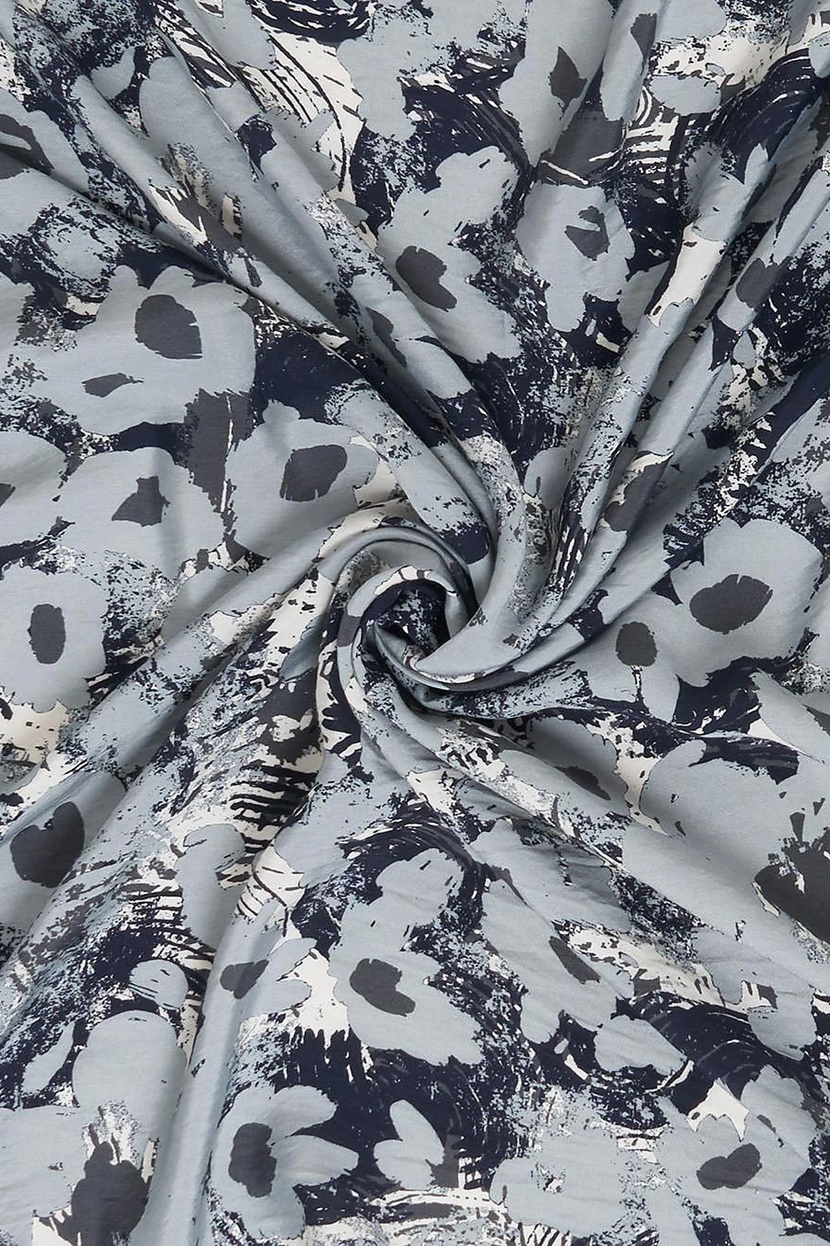 Mini Floral Pattern Viscose Scarf Anthracite
