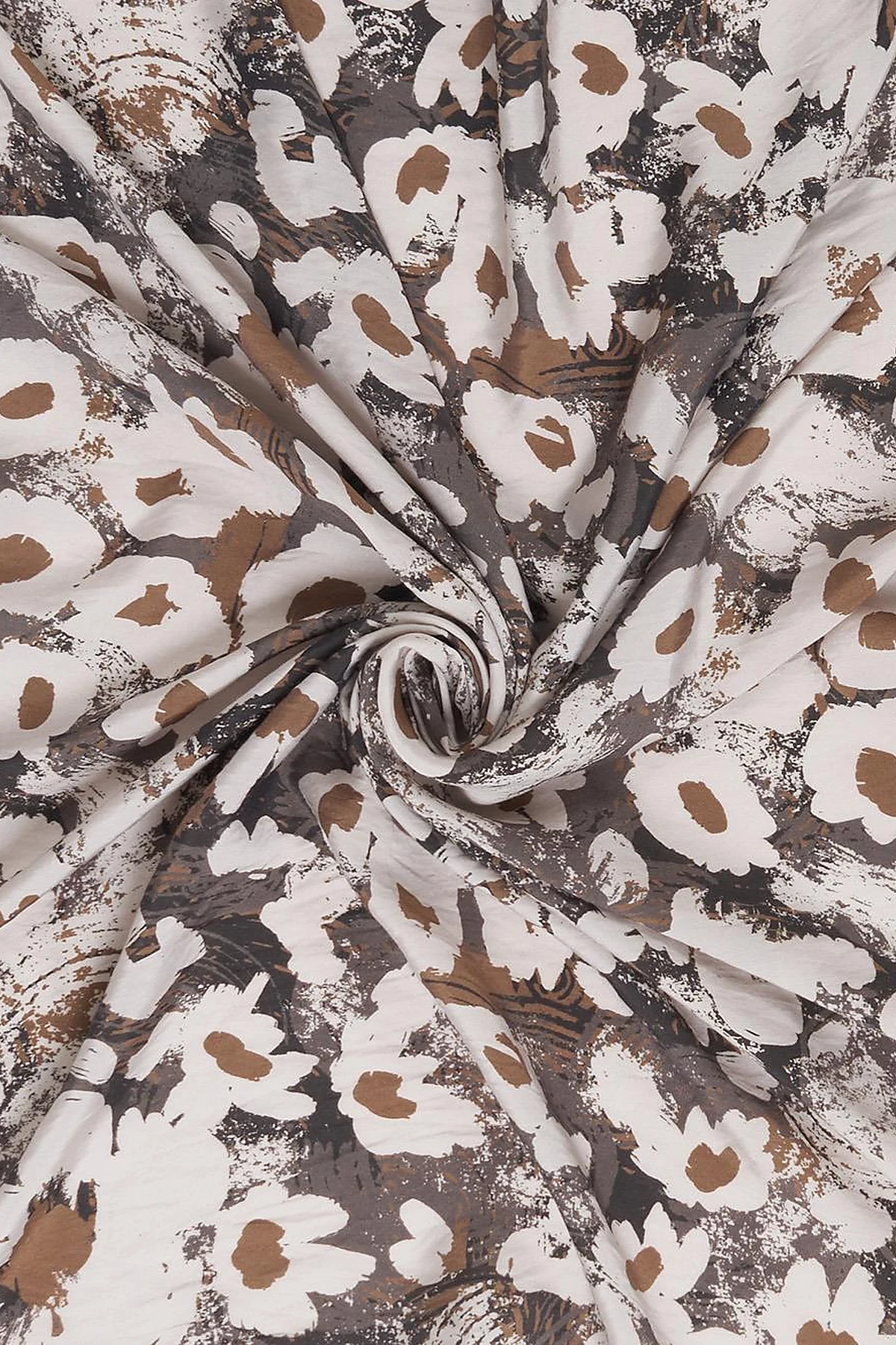 Mini Floral Pattern Viscose Scarf Cocoa Powder
