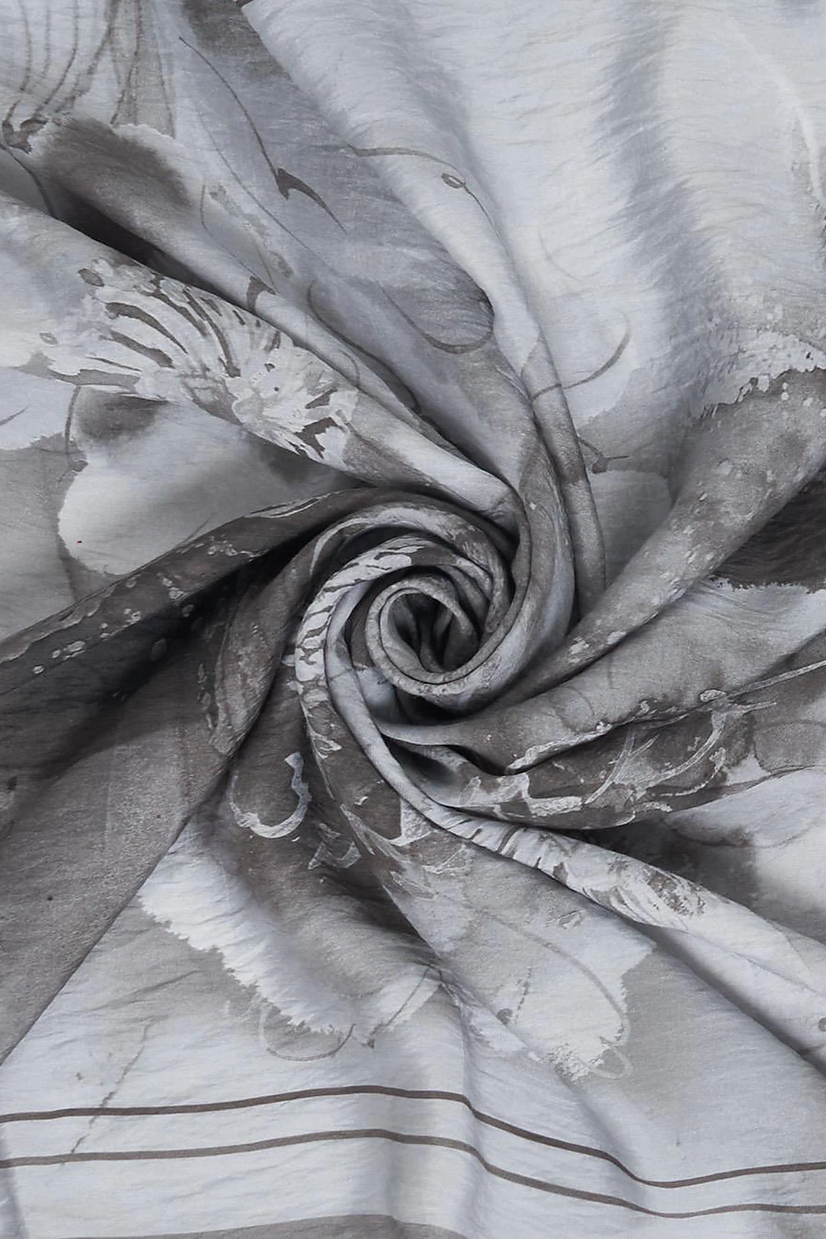 100% Lyocell Floral Patterned Scarf Smoky Grey