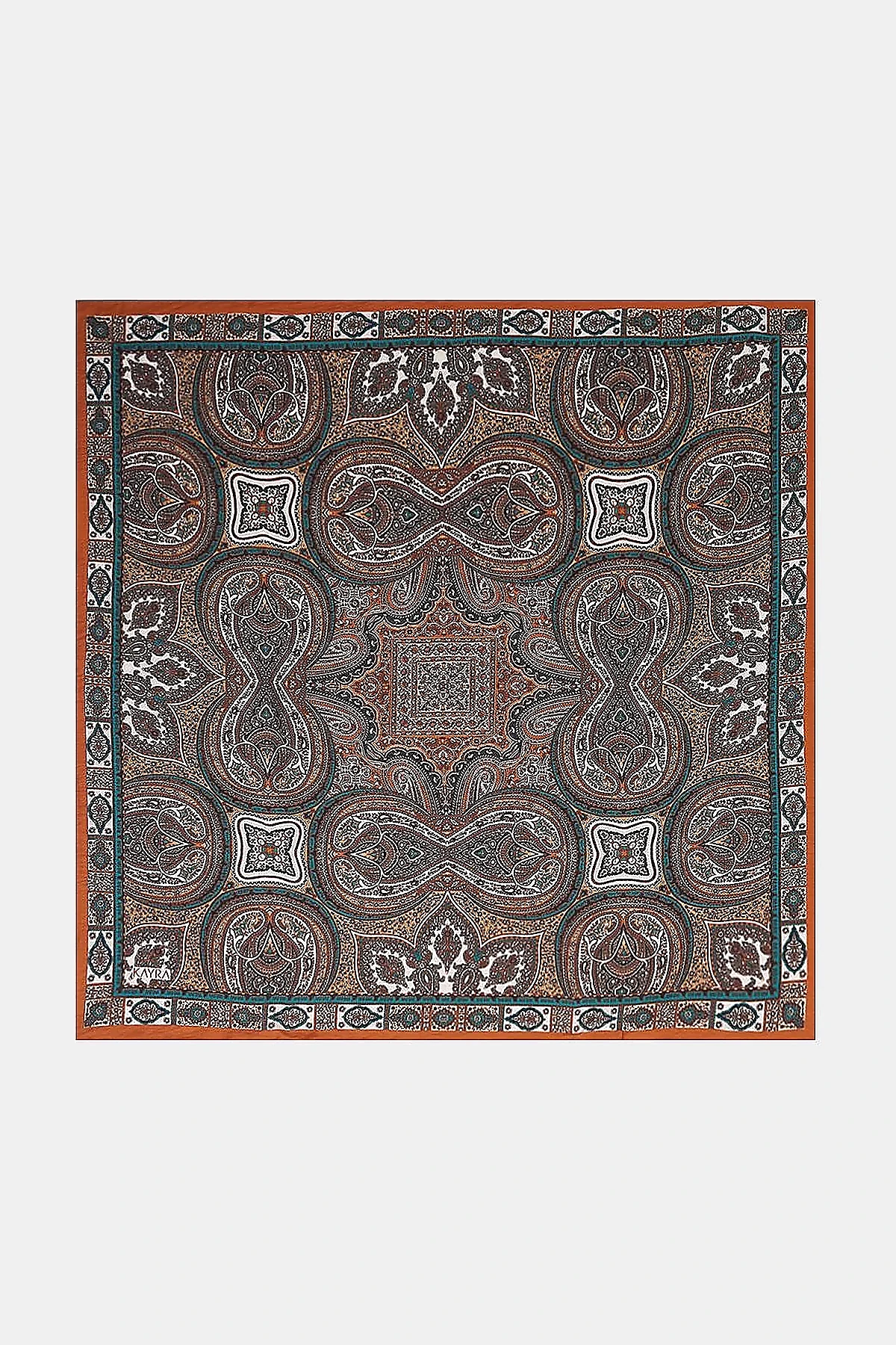 100% Lyocell Ethnic Patterned Scarf Brown