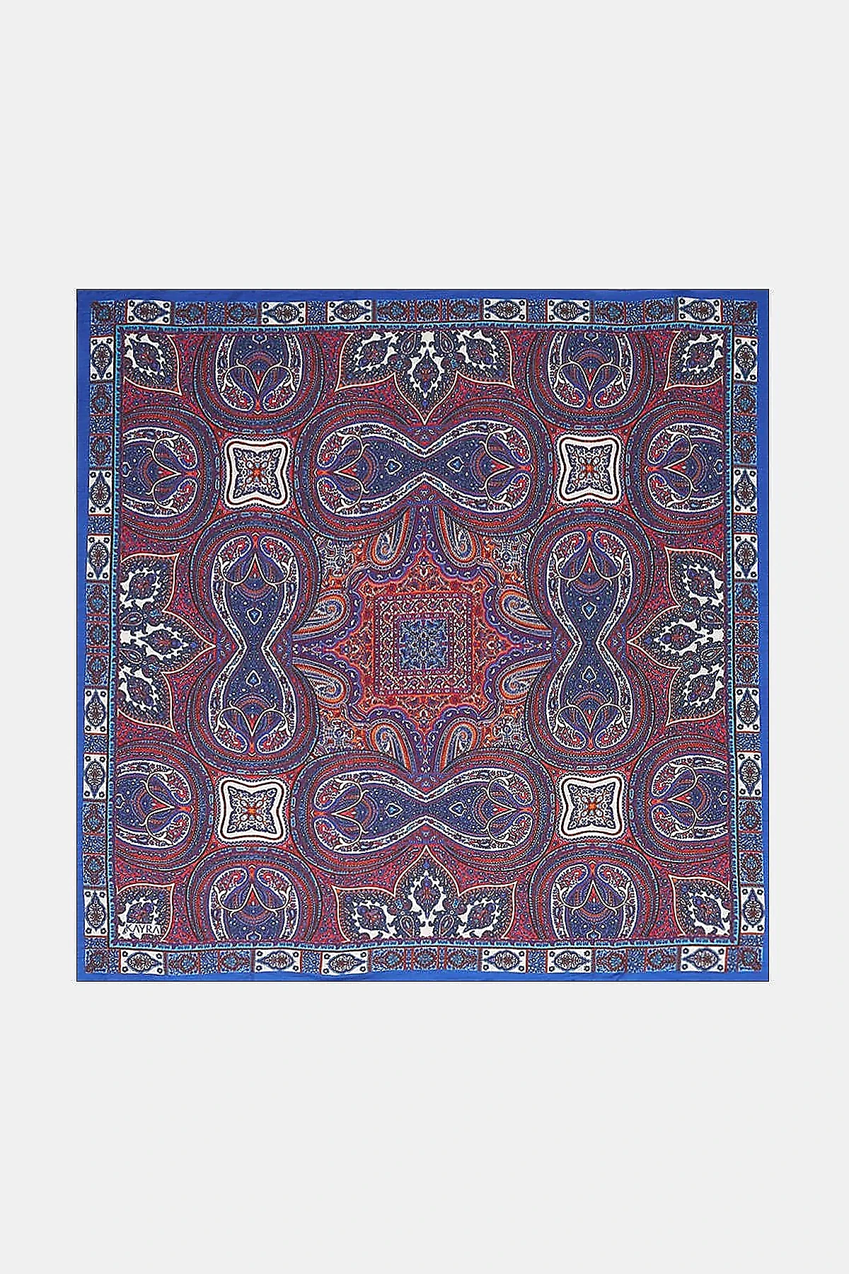 100% Lyocell Ethnic Patterned Scarf Navy