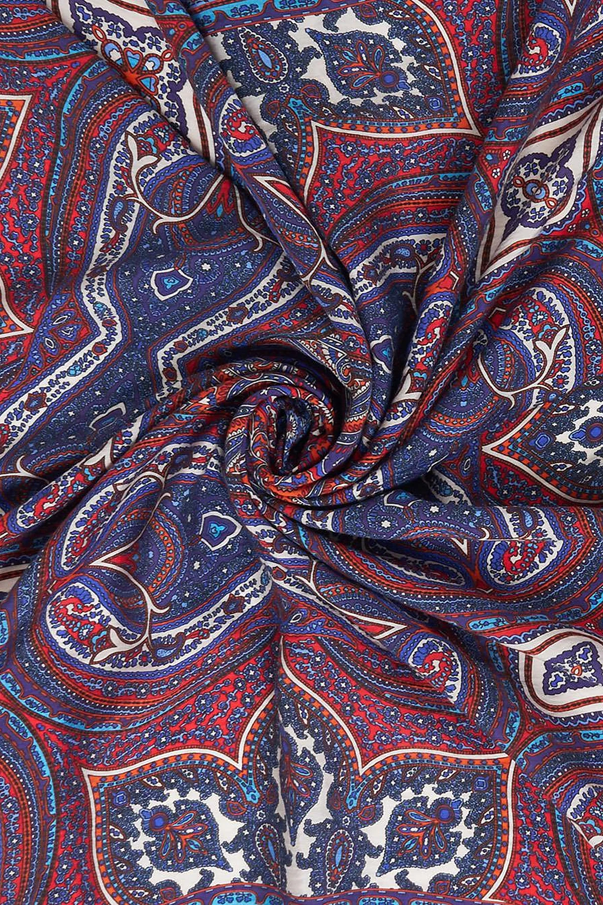 100% Lyocell Ethnic Patterned Scarf Navy