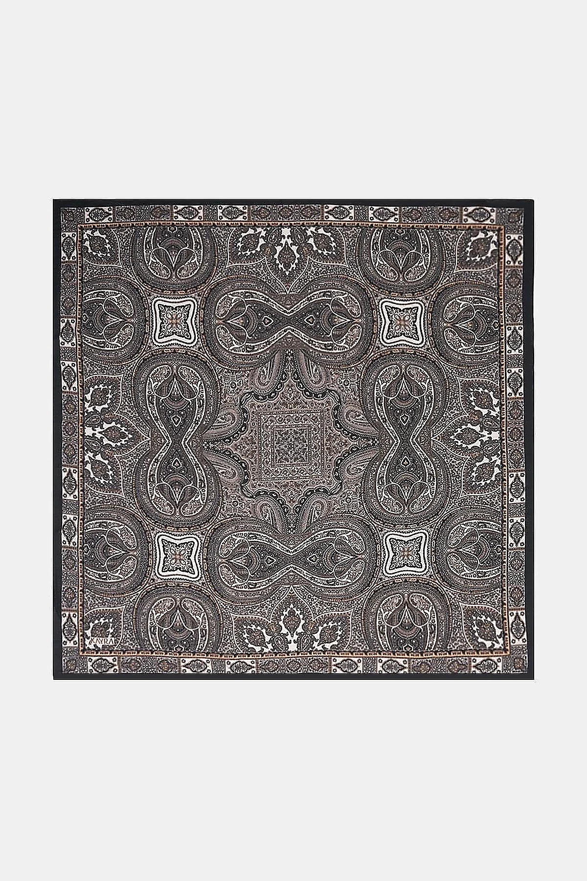 100% Lyocell Ethnic Patterned Scarf Black