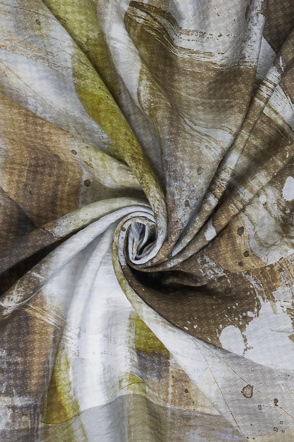 100% Lyocell Brush Patterned Scarf Khaki