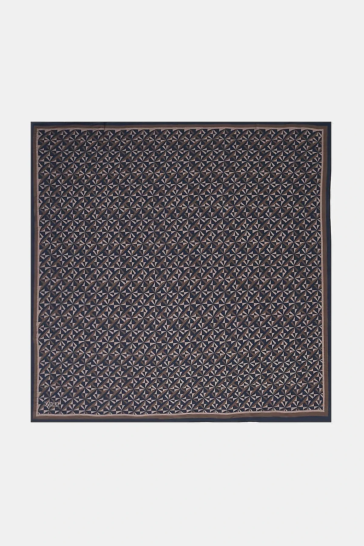 100% Lyocell Monogram Patterned Scarf Navy-Gray