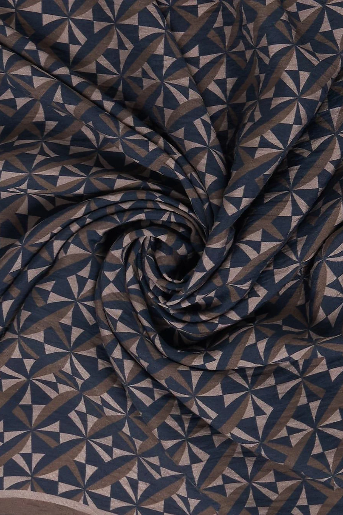 100% Lyocell Monogram Patterned Scarf Navy-Gray