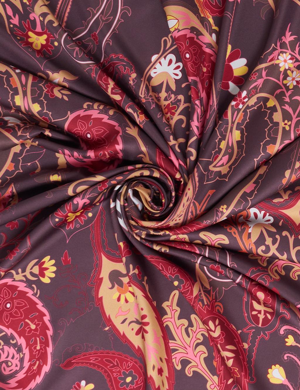 Ethnic Teardrop Pattern Scarf Dark Brown