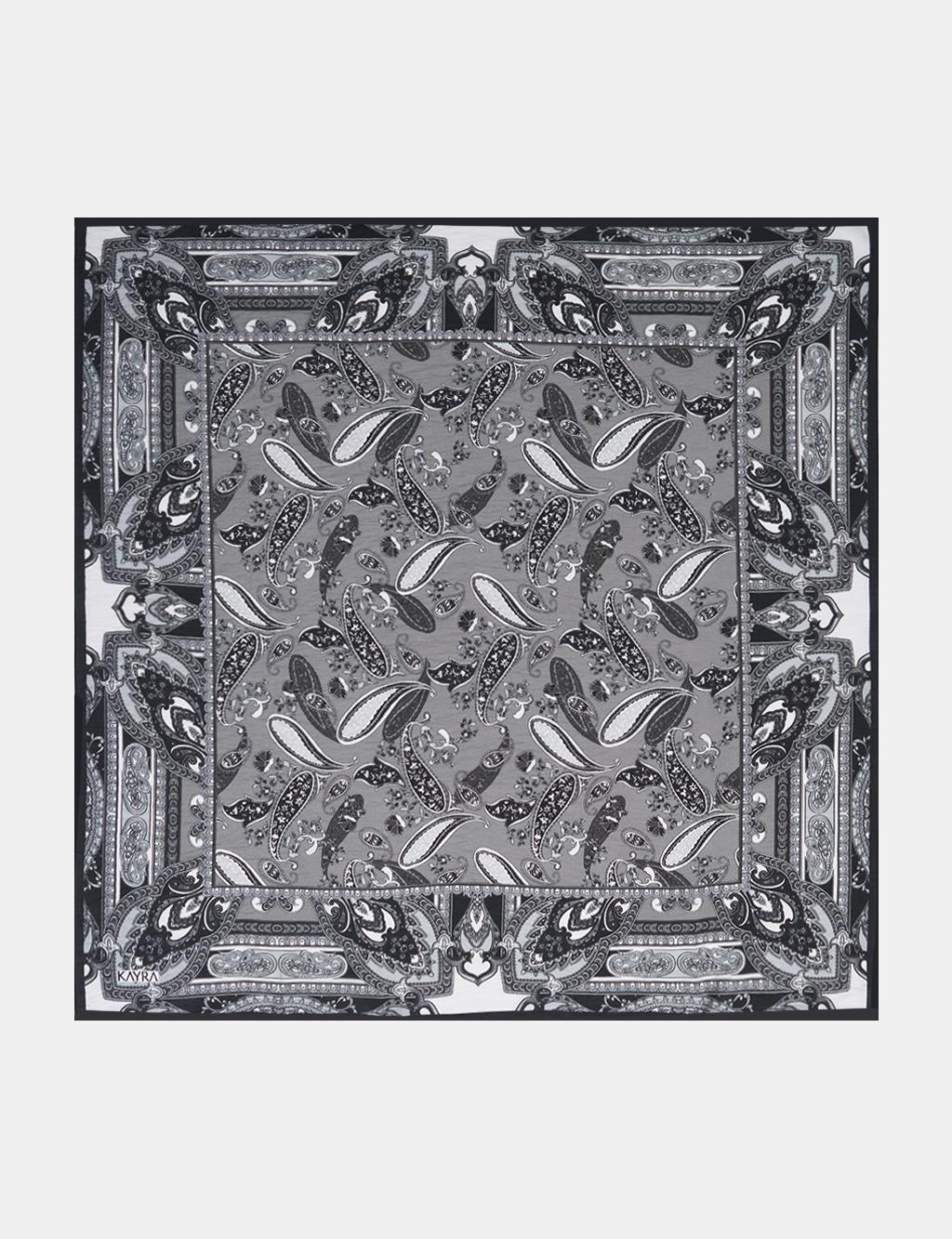 100% Lyocell Mixed Pattern Scarf Black