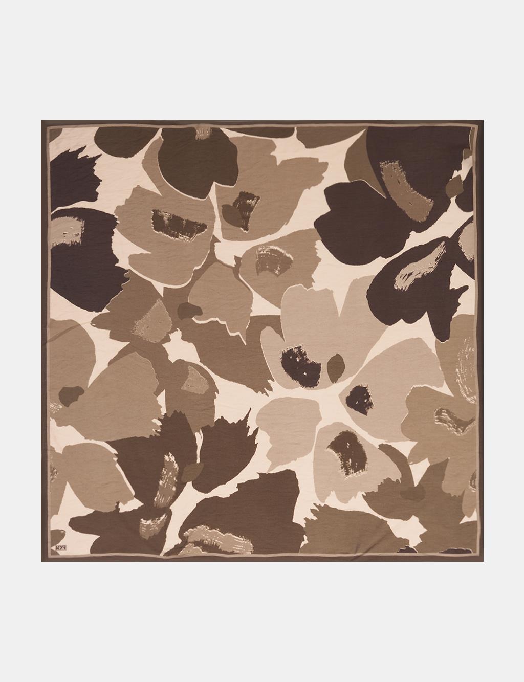 Leaf Pattern Viscose Scarf Earth
