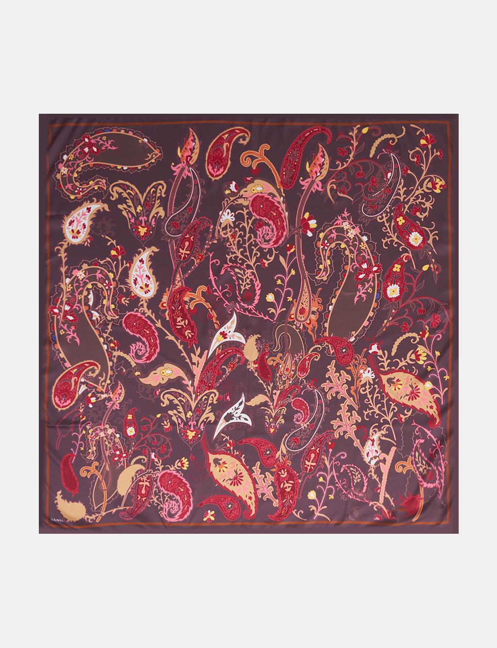Ethnic Teardrop Pattern Scarf Dark Brown