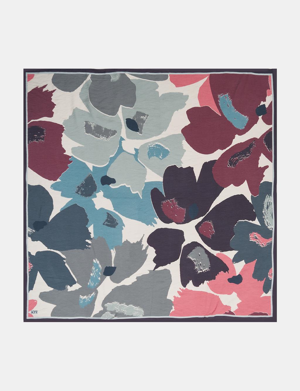 Leaf Pattern Viscose Scarf Anthracite