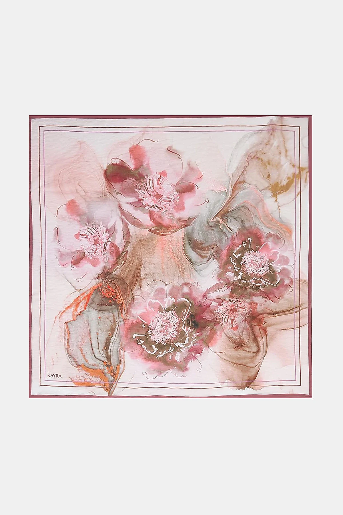 100% Lyocell Floral Patterned Scarf Powder Pink