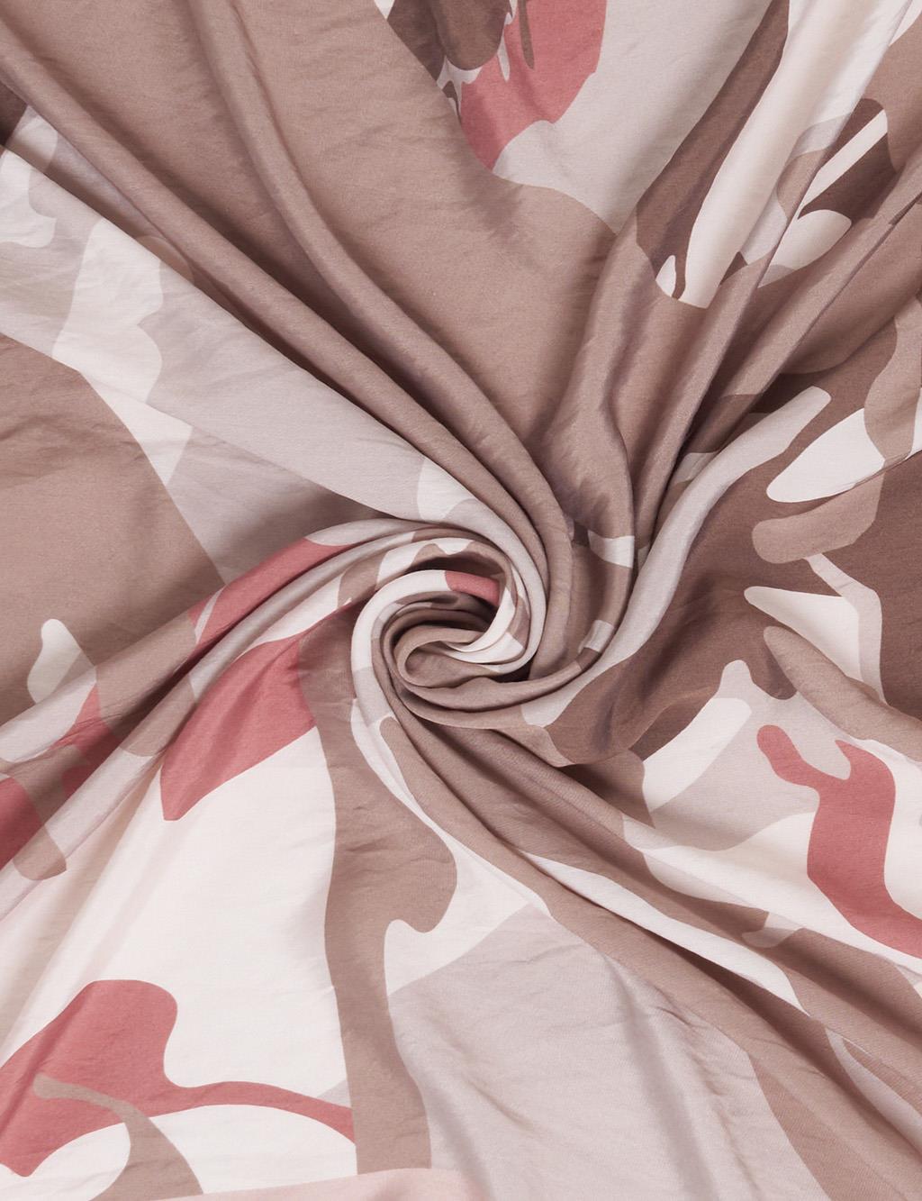 Camouflage Pattern Viscose Scarf Mink