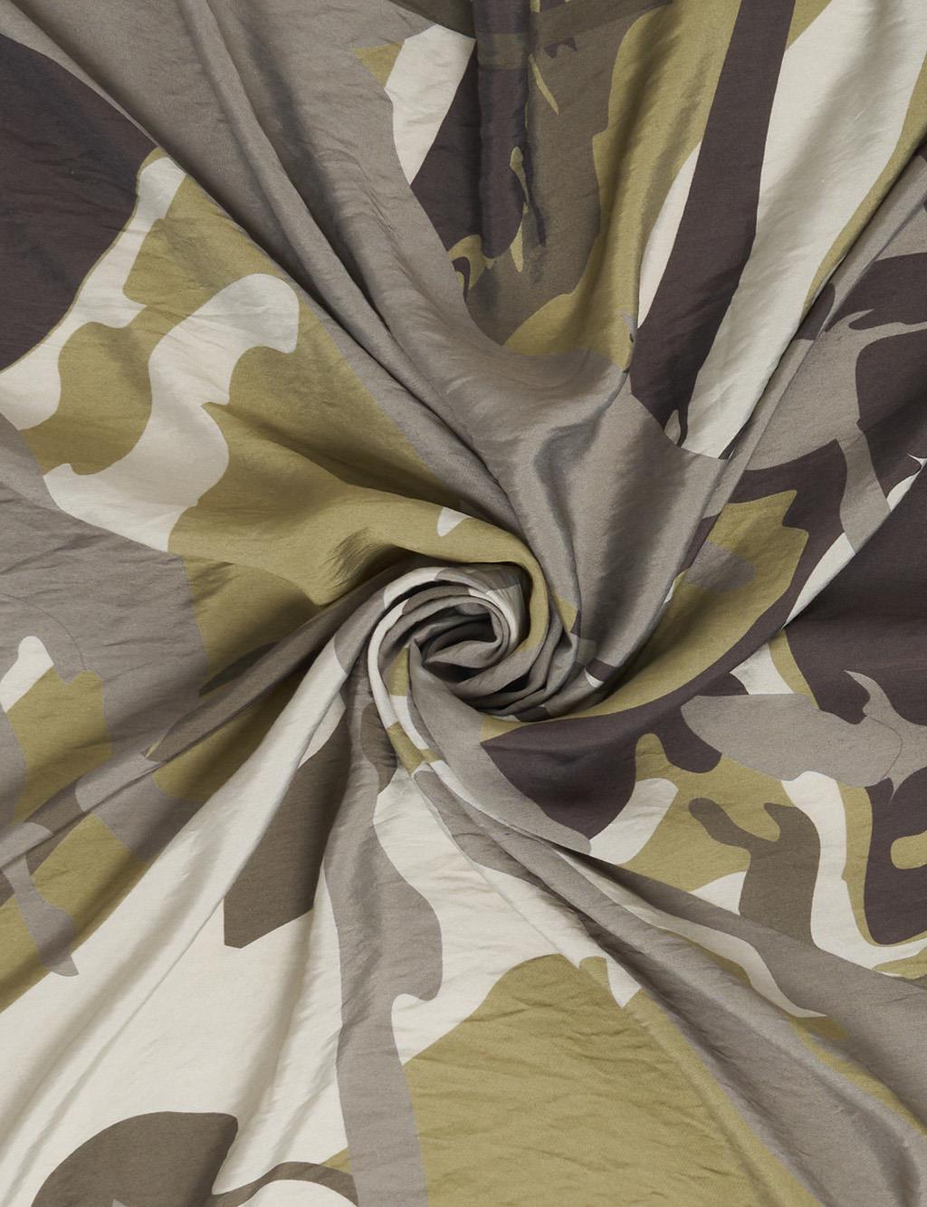 Camouflage Pattern Viscose Scarf Khaki
