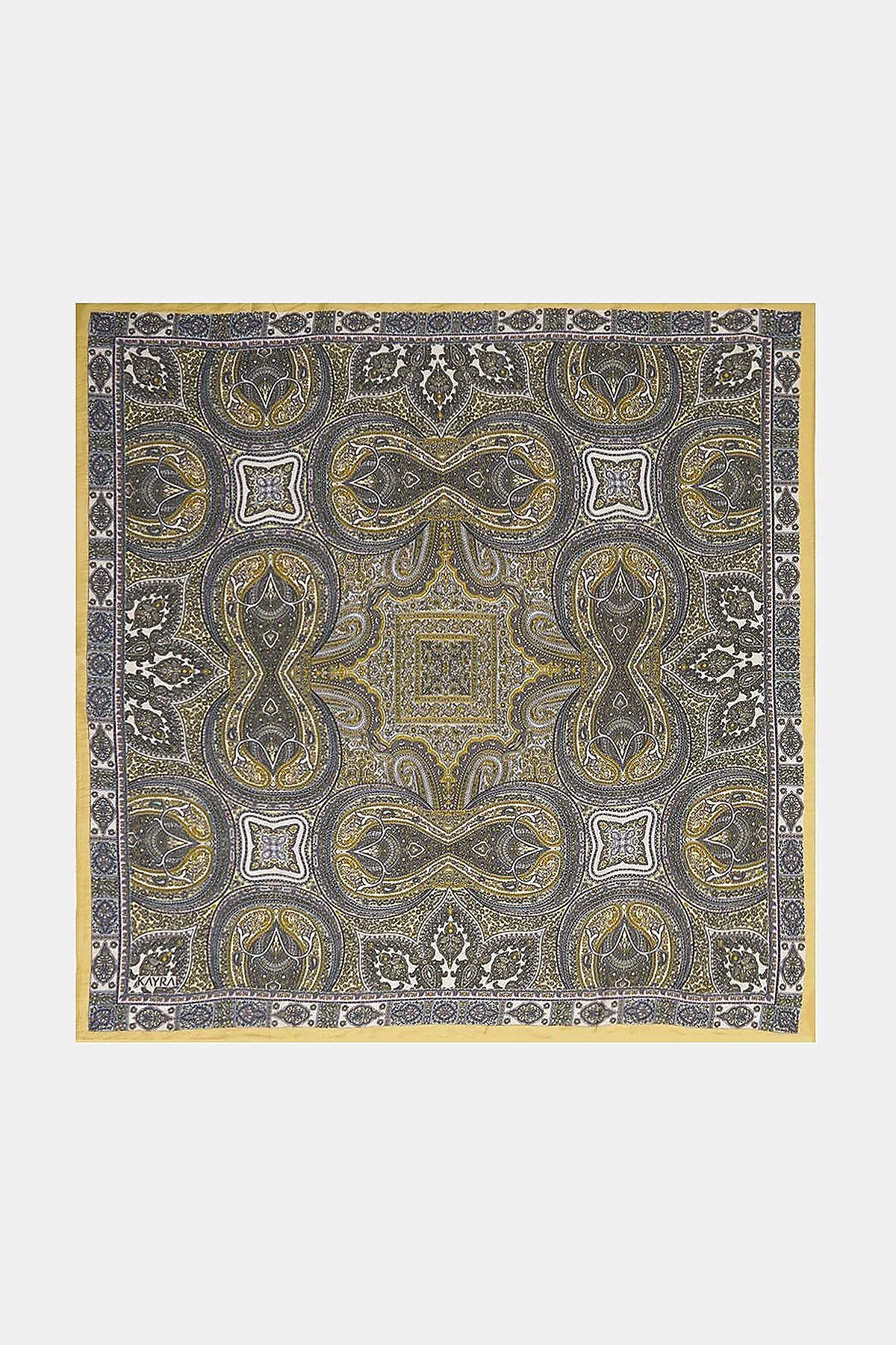 100% Lyocell Ethnic Patterned Scarf Mustard