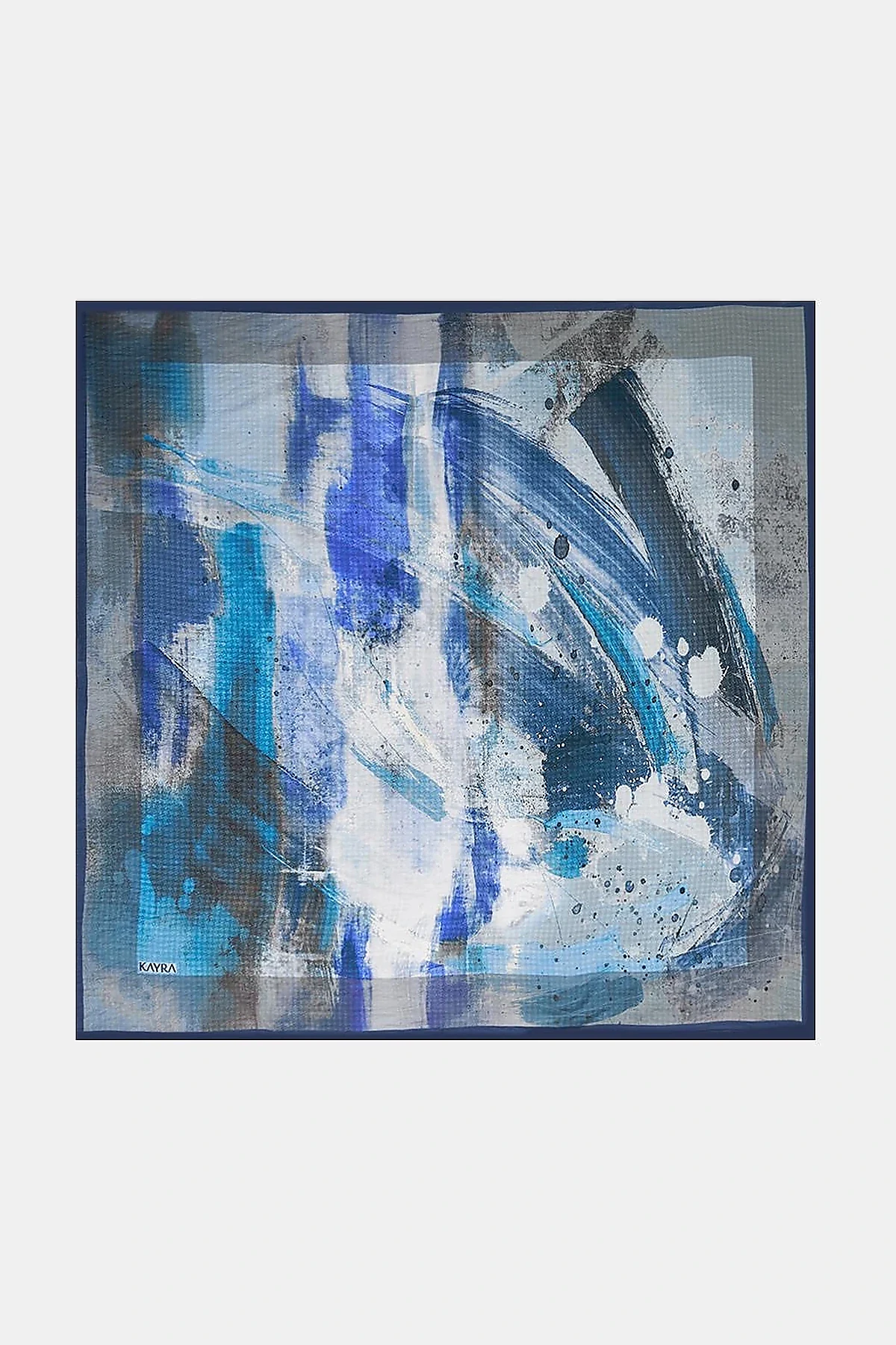 100% Lyocell Brush Patterned Scarf Indigo