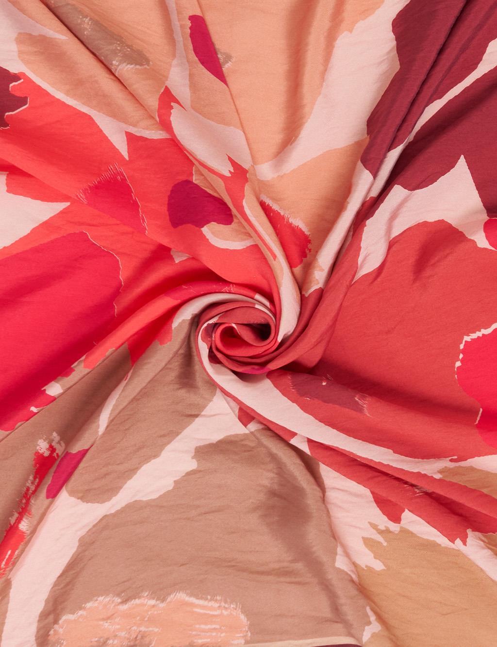 Leaf Pattern Viscose Scarf Rose Pink–Powder Pink