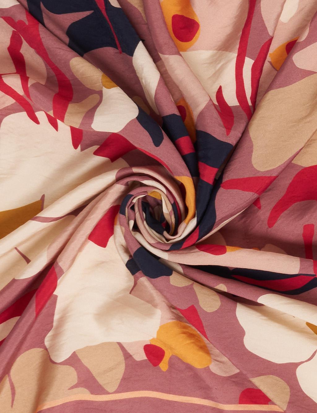Retro Floral Pattern Viscose Scarf Dusty Rose