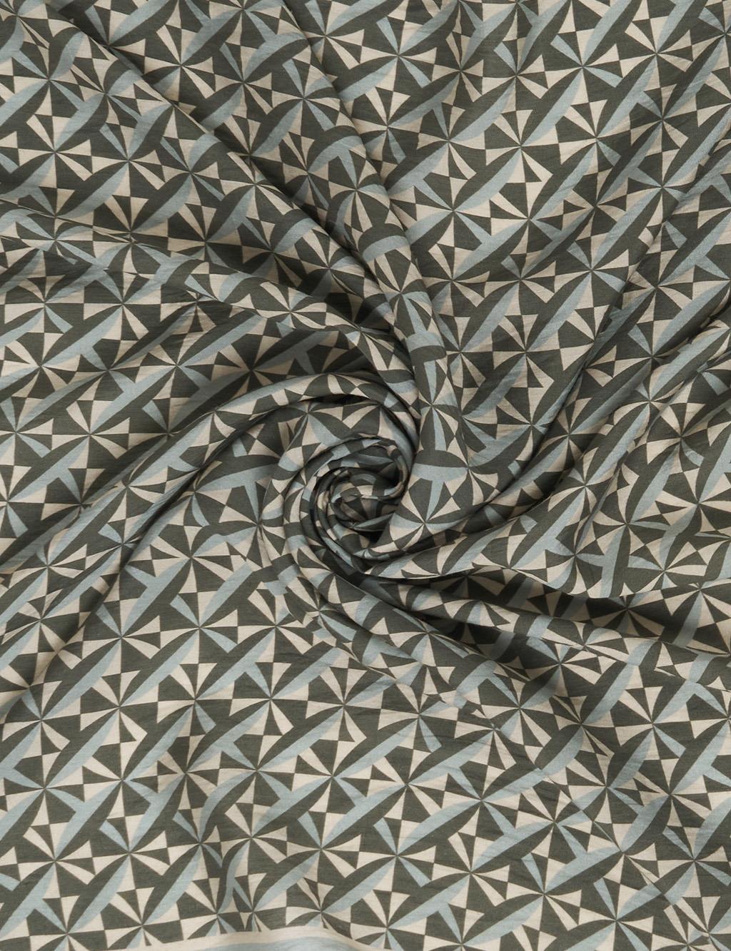 100% Lyocell Monogram Patterned Scarf Khaki