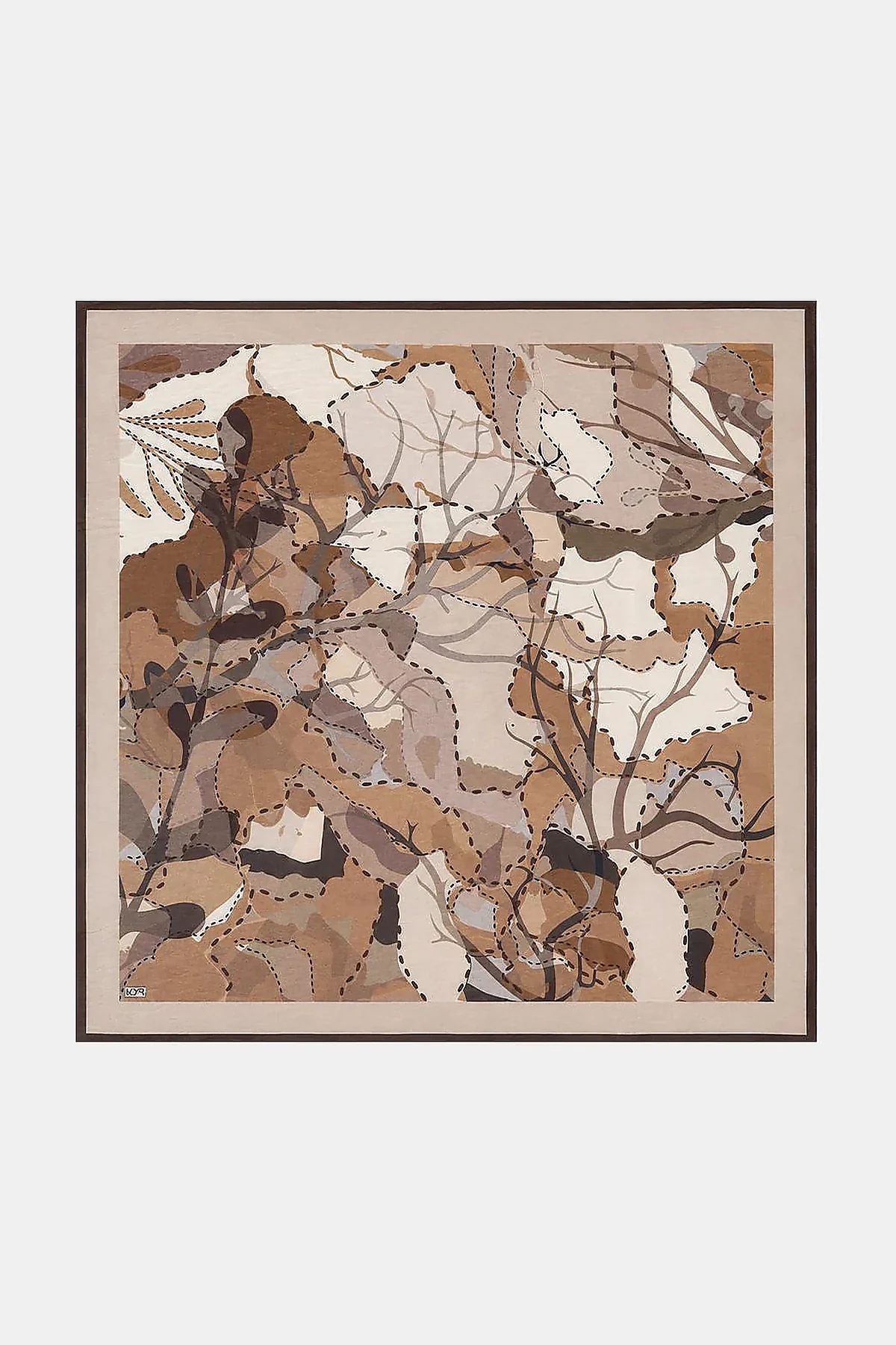 Abstract Branch Print Viscose Scarf Dark Mink