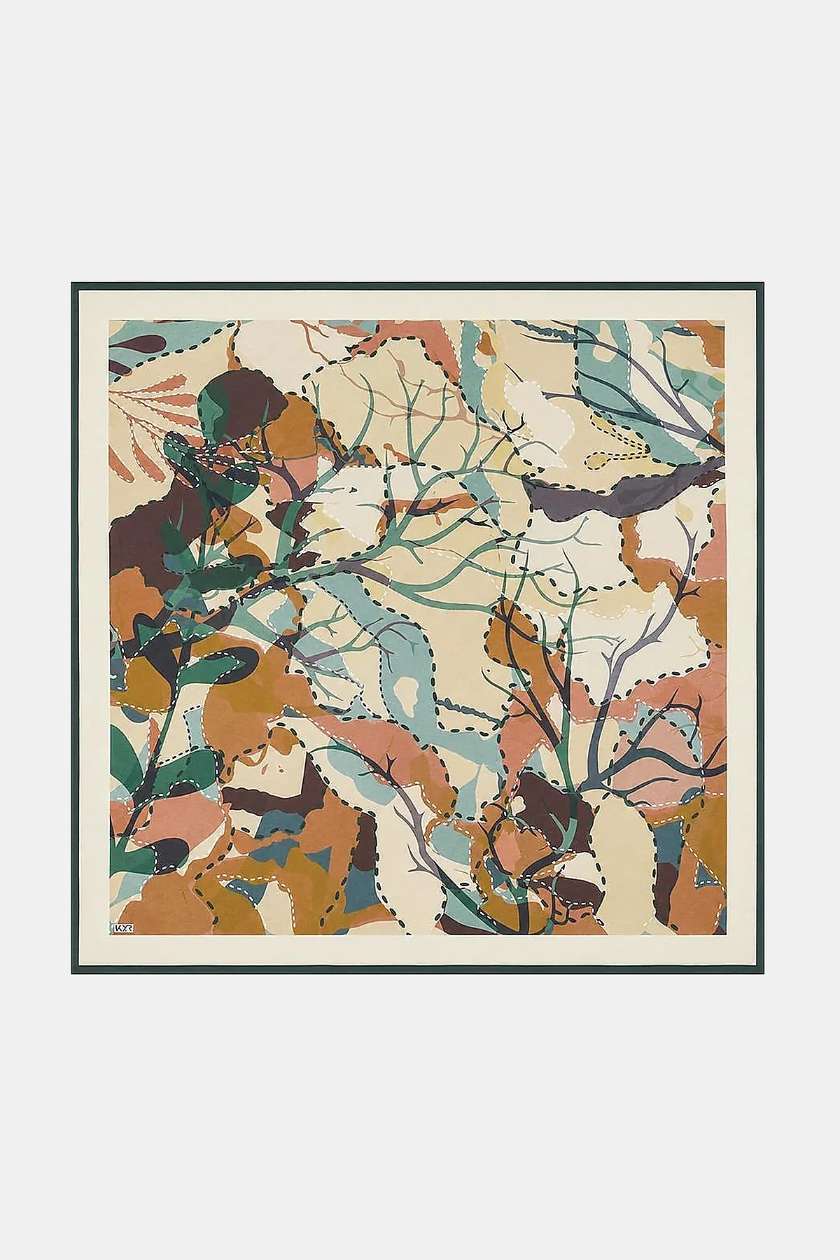 Abstract Branch Print Viscose Scarf Green